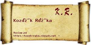 Kozák Réka névjegykártya